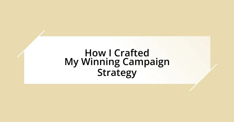 How I Crafted My Winning Campaign Strategy