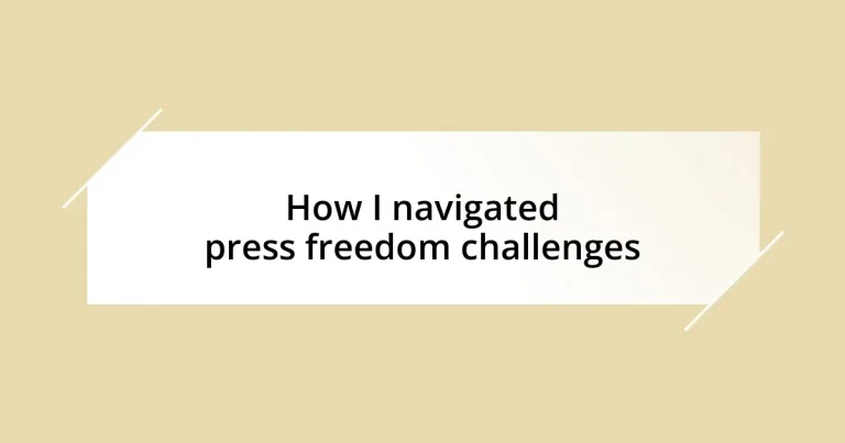 How I navigated press freedom challenges