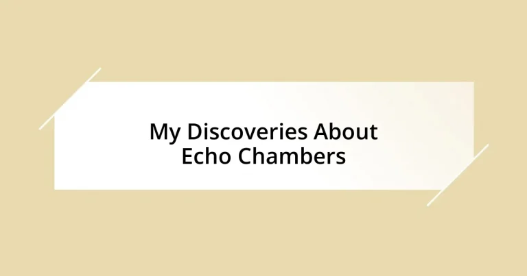 My Discoveries About Echo Chambers