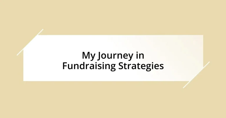 My Journey in Fundraising Strategies