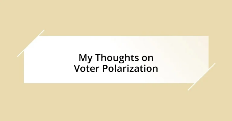 My Thoughts on Voter Polarization