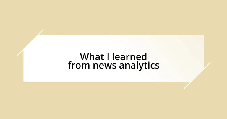 What I learned from news analytics