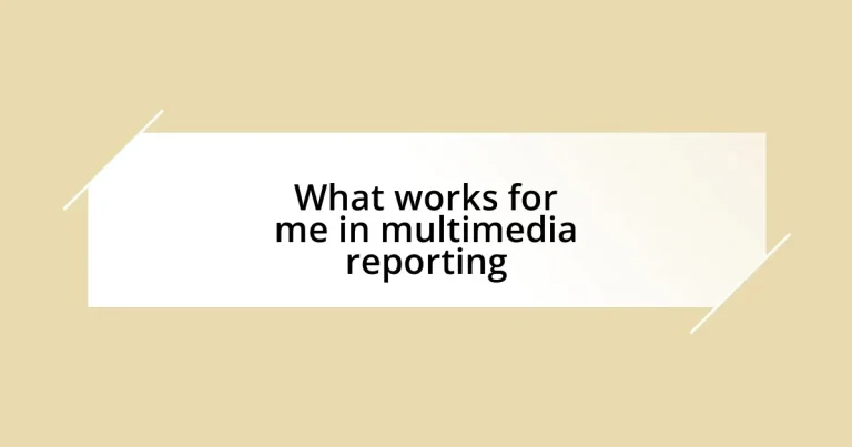 What works for me in multimedia reporting