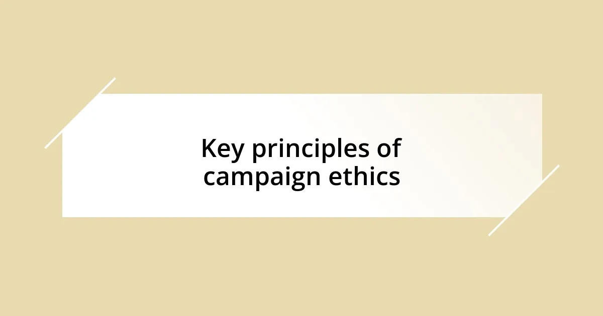 Key principles of campaign ethics