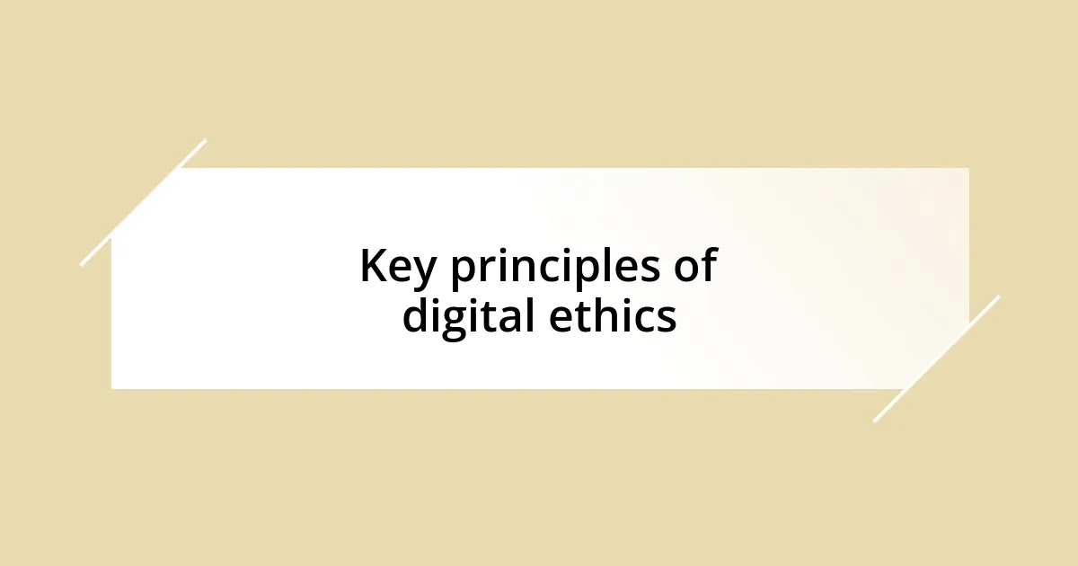 Key principles of digital ethics