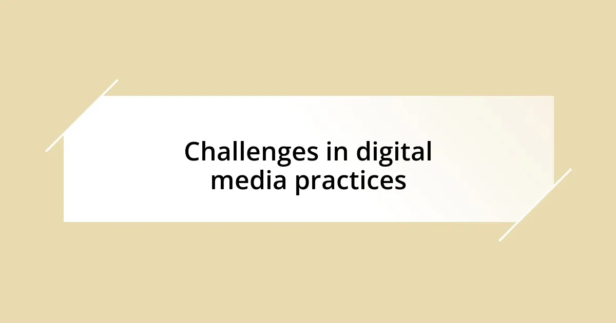 Challenges in digital media practices