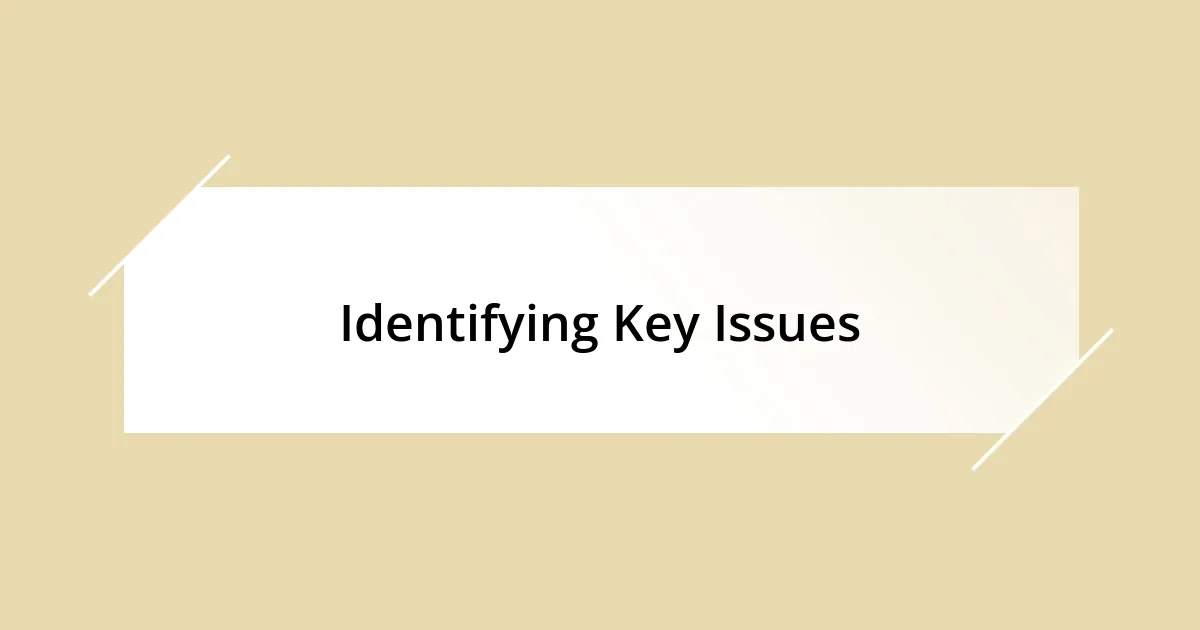 Identifying Key Issues